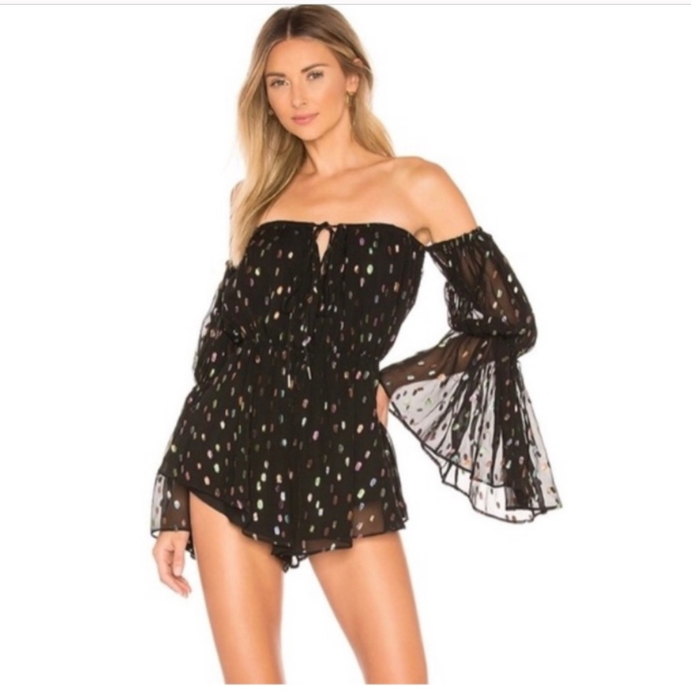 MICHAEL COSTELLO X REVOLVE NATIE ROMPER IN RAINBOW DOT